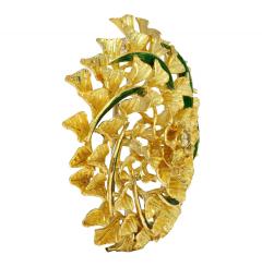 22k 18K Yellow Gold Floral Motif Diamond Pin brooch and Pendant - 3504633