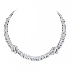 23 CARAT BAGUTTE AND ROUND DIAMOND PLATINUM COLLAR BRIDAL NECKLACE - 2153829