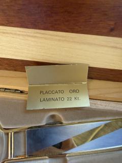 24K Gold Plated Five Piece Desk Set in Wood Presentation Box 1970s Italy - 4687696