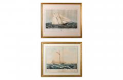 2639 Near Pair of 19th Century Painted Lithographs of Yachts - 2517513