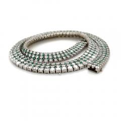 27 Carat Diamond and Emerald Flexible Choker Necklace in 18k White Gold - 3615804