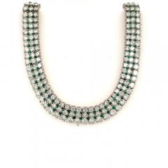 27 Carat Diamond and Emerald Flexible Choker Necklace in 18k White Gold - 3615807