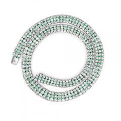 27 Carat Diamond and Emerald Flexible Choker Necklace in 18k White Gold - 3615821