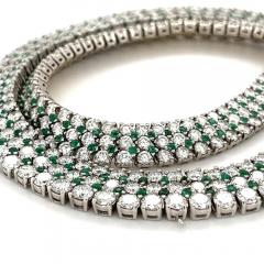 27 Carat Diamond and Emerald Flexible Choker Necklace in 18k White Gold - 3615824