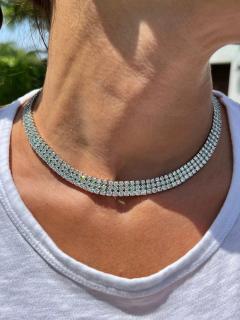 27 Carat Diamond and Emerald Flexible Choker Necklace in 18k White Gold - 3615827