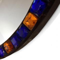 2764 18th Century Irish Blue and Amber Cut Glass Oval Mirror - 2499090