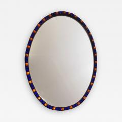 2764 18th Century Irish Blue and Amber Cut Glass Oval Mirror - 2499431