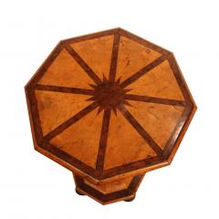 2955 Octagonal Side Table Inlaid with Yew Wood and Burl Maple - 2497671