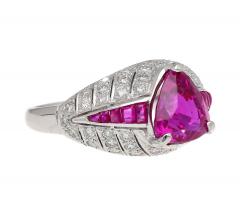 3 04 Carat Purplish Pink Trillion Cut Ruby and Diamond Cocktail Ring - 3843192