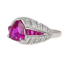 3 04 Carat Purplish Pink Trillion Cut Ruby and Diamond Cocktail Ring - 3843193