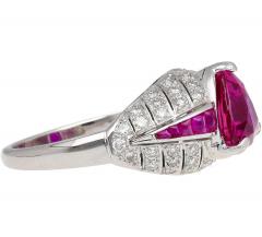 3 04 Carat Purplish Pink Trillion Cut Ruby and Diamond Cocktail Ring - 3843197