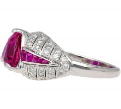 3 04 Carat Purplish Pink Trillion Cut Ruby and Diamond Cocktail Ring - 3843199