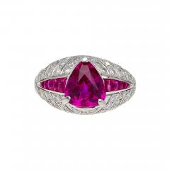 3 04 Carat Purplish Pink Trillion Cut Ruby and Diamond Cocktail Ring - 3845578