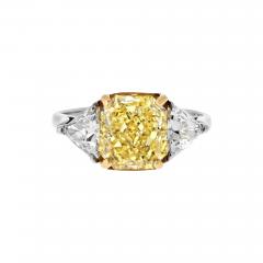 3 04CT RADIANT CUT FANCY INTENSE YELLOW TRILLIANT CUT DIAMOND ENGAGEMENT RING - 3407376