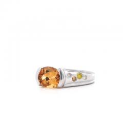 3 07 Carat Orange Precious Topaz Floating Diamond Ring in East West Setting - 3515233