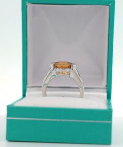 3 07 Carat Orange Precious Topaz Floating Diamond Ring in East West Setting - 3515238