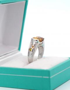 3 07 Carat Orange Precious Topaz Floating Diamond Ring in East West Setting - 3515239