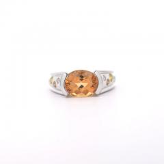 3 07 Carat Orange Precious Topaz Floating Diamond Ring in East West Setting - 3515249