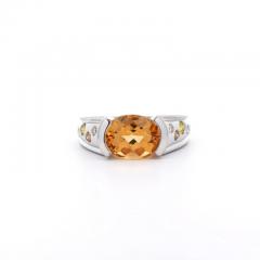 3 07 Carat Orange Precious Topaz Floating Diamond Ring in East West Setting - 3515250