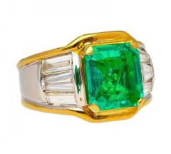 3 16 Carat Colombian Emerald Insignificant Oil Unisex Ring in Platinum - 3519144