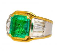 3 16 Carat Colombian Emerald Insignificant Oil Unisex Ring in Platinum - 3519149