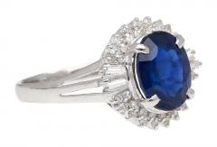 3 21 Carat Oval Cut Blue Sapphire and Diamond in Platinum Ring - 3819939