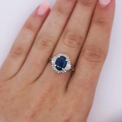 3 21 Carat Oval Cut Blue Sapphire and Diamond in Platinum Ring - 3819940