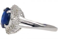 3 21 Carat Oval Cut Blue Sapphire and Diamond in Platinum Ring - 3819941