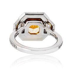 3 26ct Fancy Vivid Yellow Even Internally Flawless Radiant Cut Diamond Ring - 4157586