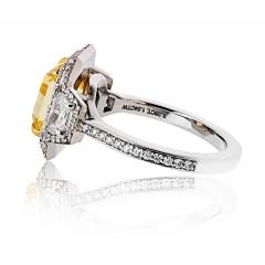 3 26ct Fancy Vivid Yellow Even Internally Flawless Radiant Cut Diamond Ring - 4157587