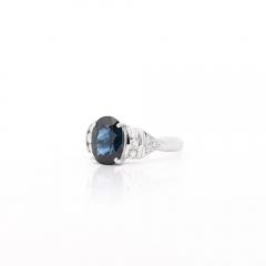 3 29 Carat Oval Blue Sapphire Diamond in Platinum Engagement Ring - 4020309