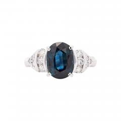 3 29 Carat Oval Blue Sapphire Diamond in Platinum Engagement Ring - 4022823