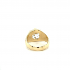 3 35 Carat Solitaire Lab Grown Diamond Mens Ring In 14K Yellow Gold - 3548107
