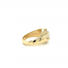 3 35 Carat Solitaire Lab Grown Diamond Mens Ring In 14K Yellow Gold - 3548108