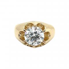 3 35 Carat Solitaire Lab Grown Diamond Mens Ring In 14K Yellow Gold - 3610442