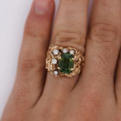 3 5 Carat Green Tourmaline 14K Gold Nugget Mens Ring - 3974422