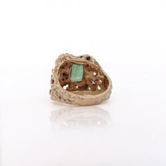 3 5 Carat Green Tourmaline 14K Gold Nugget Mens Ring - 3974424