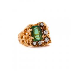 3 5 Carat Green Tourmaline 14K Gold Nugget Mens Ring - 3974426