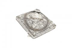 3 5 Carat Old European Cut Art Deco Diamond Brooch in Textured Filigree Platinum - 3504527