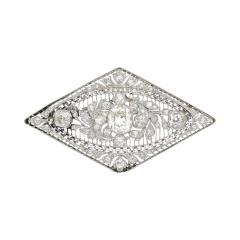3 5 Carat Old European Cut Art Deco Diamond Brooch in Textured Filigree Platinum - 3527946