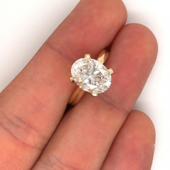 3 52 Carat Oval G VS1 Lab Grown Diamond in 14k Yellow Gold Solitaire Ring - 3548219