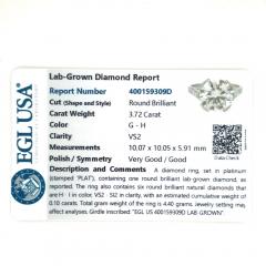 3 72 Carat Lab Grown Diamond Ring in Half Bezel Platinum Setting - 3601633