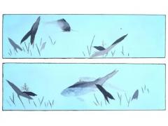 3 Antique Meiji Japanese Cloisonne Enamel Wireless Wall Plaque Depicting Fish - 4123796