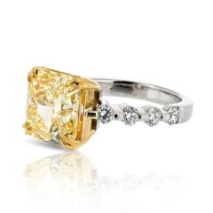 3 CARAT RADIANT CUT DIAMOND FANCY INTENSE YELLOW GIA ENGAGEMENT RING - 3420788
