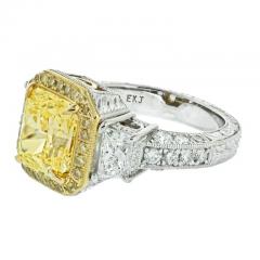 3 CARAT RADIANT CUT DIAMOND FANCY INTENSE YELLOW GIA RING - 2926271