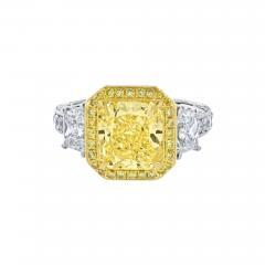 3 CARAT RADIANT CUT DIAMOND FANCY INTENSE YELLOW GIA RING - 2927613