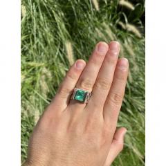 3 Carat Colombian Emerald Platinum Mens Link Ring - 3934093