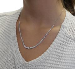 3 Carat Diamond Riviera Graduated Tennis Necklace in 18k White Gold Platinum - 3715418