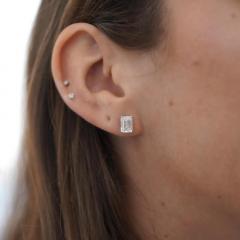 3 Carat Emerald Cut Lab Grown Diamond Stud Earrings - 3919093