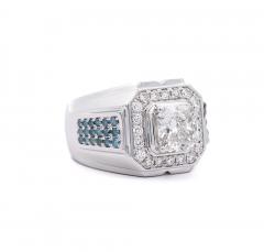 3 Carat Radiant Cut G VS2 Lab Grown Diamond 14K White Gold Mens Ring - 3696354